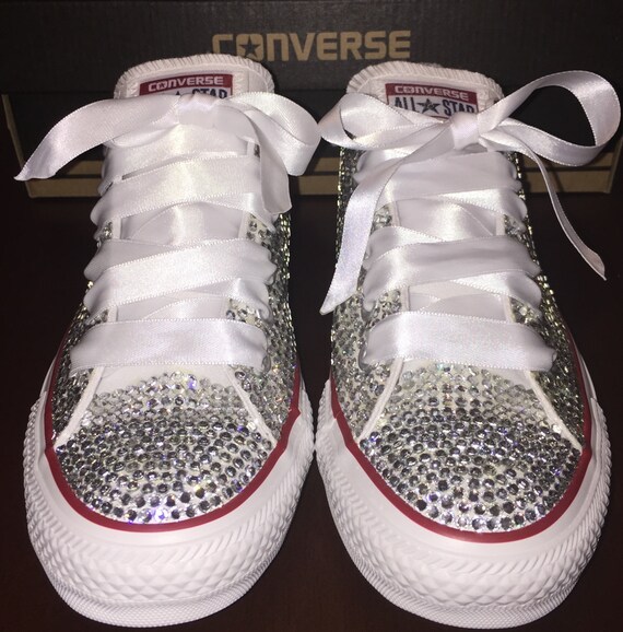 bedazzled white converse