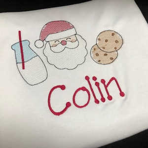 Embroidered Santa Milk and Cookies Christmas Seasonal Holiday Unisex