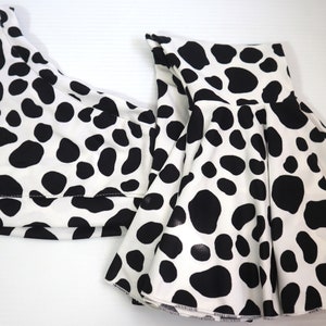 Pantalon fille, pantalon hippie à imprimé vache, fille, bas cloche assorti au haut asymétrique