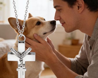 Cross Diamond Urn Necklace | Waterproof Stainless Steel Pet & Human Ashes Keepsake