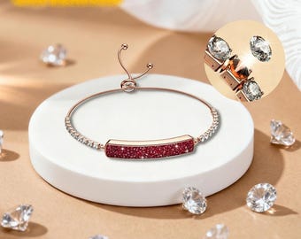 Luxury Design with Colored Diamonds Bracelet for Women/Girl Smart Bracelet 24/7 Heart Rate/SpO2/HRV/Sleep Holiday Gift iOS Android