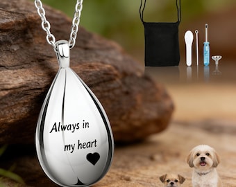Teardrop Urn Necklace for Ashes | Stainless Steel Memorial Pendant, Keepsake Jewelry