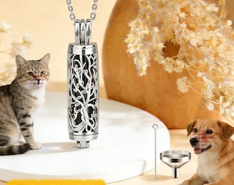 Stainless Steel Urn Necklace with Tree of Life Design for Ashes Memorial Keepsake