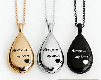 Teardrop Urn Necklace Pendant: Stainless Steel Cremation Jewelry for Ashes, Pet Memorial Keepsake