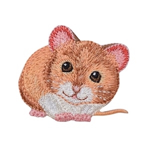 Ratón - Marrón y tostado - Parche bordado - Aplicación termoadhesiva - 1516671A