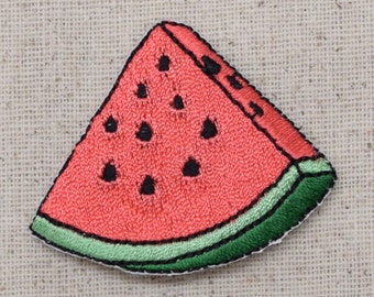 Watermelon Slice - Pink - Fruit - Iron on Applique - Embroidered Patch - 696503-A