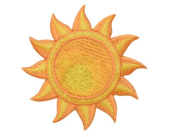 Soleil jaune - Tropical - Été - Applique thermocollante - Écusson brodé