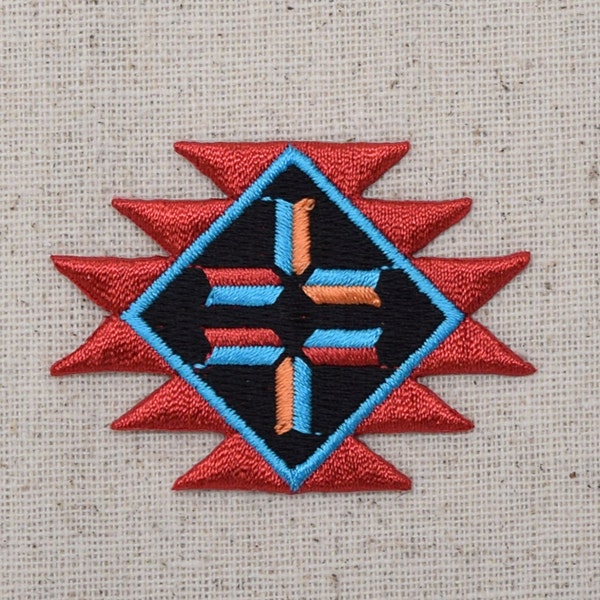 Native American Indian - Southwest - Red and Turquoise - Iron on Applique - Embroidered Patch - 695732A