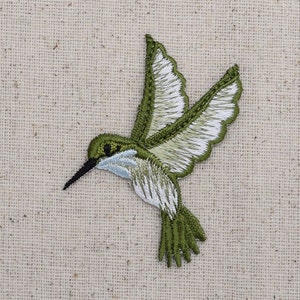 Hummingbird - Large - Light Blue Throat - Facing LEFT or RIGHT - Iron on Applique - Embroidered Patch - 693982