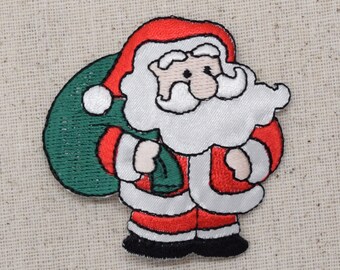 Christmas - Santa Claus - Green Gift Bag - Presents - Iron on Applique - Embroidered Patch - 151761A