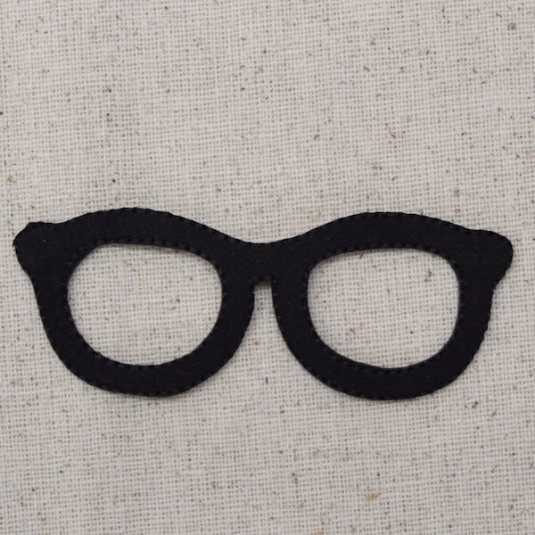 Black - Eyeglasses - Spectacles - Iron on Applique - Embroidered Patch - 696720A