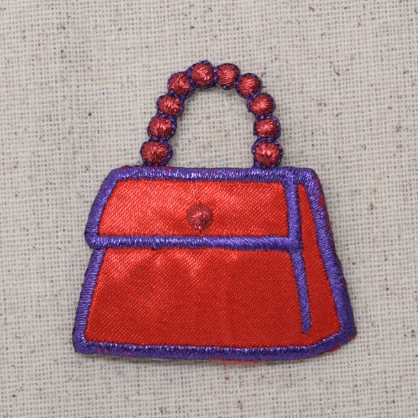 Purse - Red/Purple - Handbag - Iron on Applique - Embroidered Patch - 692680-A