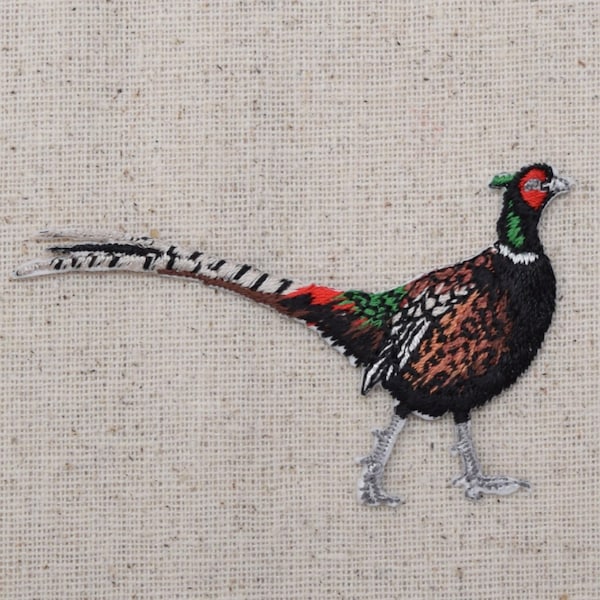 Ring-necked Pheasant - Bird - Facing Right - Iron on Applique - Embroidered Patch - 696979-A