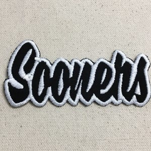 Sooners - Color Choice - Mascot - Team Name - Words - Iron on Applique - Embroidered Patch