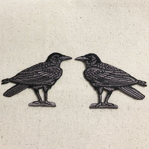 Raven, Black Crow, Birds, Facing Left or Right, Iron on Patch image 2