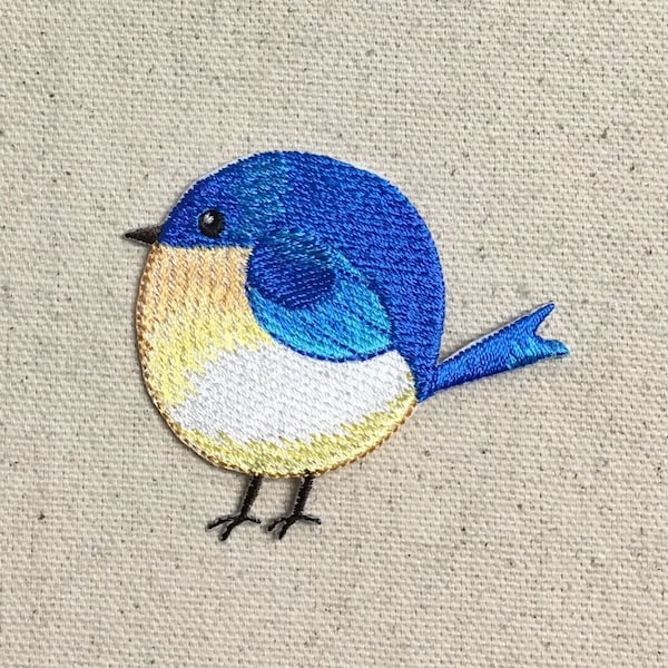 Chubby Bluebird - Blue Bird - Printemps/Nature - Fer sur applique/patch brodé - 697354-A