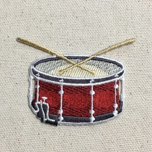 Red Snare Drum - Sticks - Music - Iron on Applique - Embroidered Patch - 697338-A