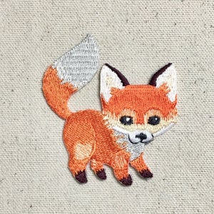 Baby Red Fox - Childrens - Standing Facing Right - Iron on Applique  - Embroidered Patch - 697258-A