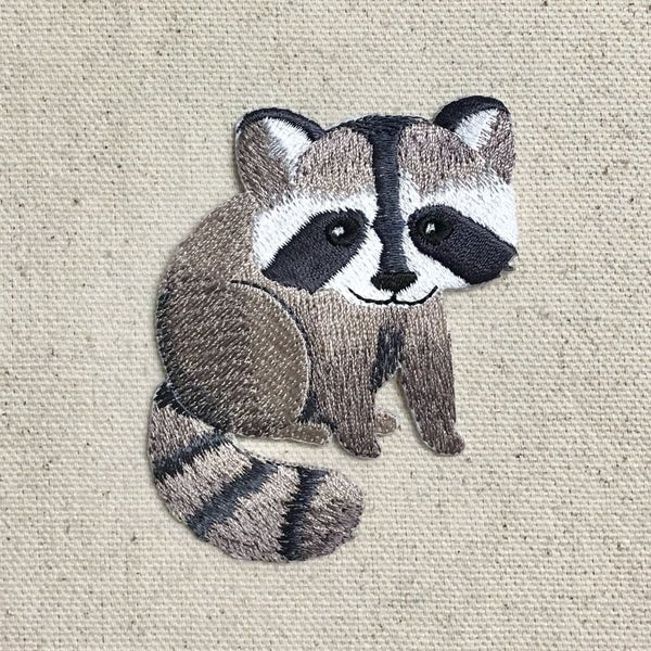 Baby Raccoon - Full Body - Facing Right - Iron on Applique - Embroidered Patch - 697267-A