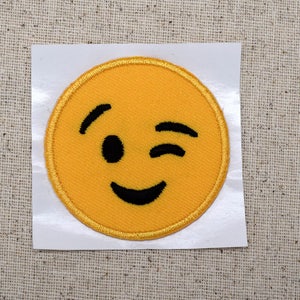 Winking Face - Winking - Iron on Applique - Embroidered Patch - 697084-SA