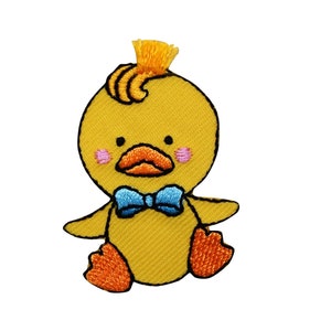 Yellow Duck with Blue Bow-tie - Embroidered Iron on Patch