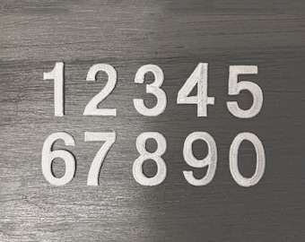 1" - White Block Numbers - Iron on Applique/Embroidered Patch