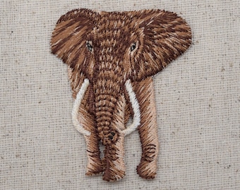 Elephant - Full Body - Brown - Embroidered Patch - Iron on Applique - 28419-A