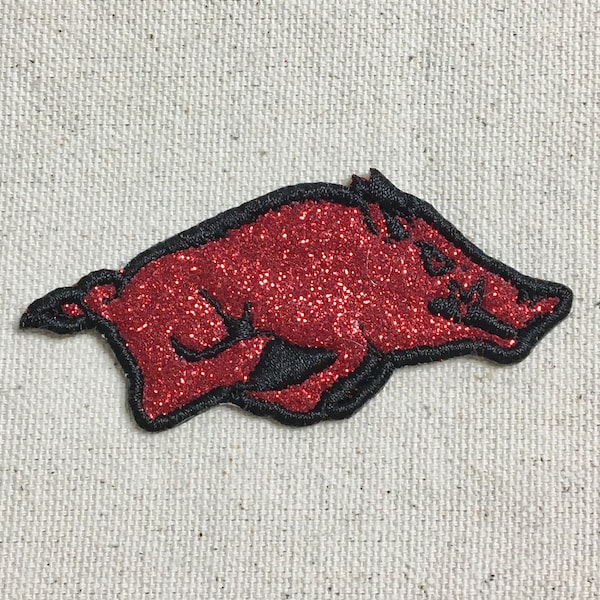 Razorback Hog 3", Custom Colors, Glitter or Twill, Embroidered, Iron on Patch