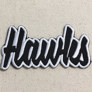 Hawks - Color Choice - Mascot - Team Name - Words - Iron on Applique - Embroidered Patch
