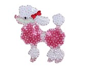 Sequin Pink Poodle, Facing Left, Iron on Patch