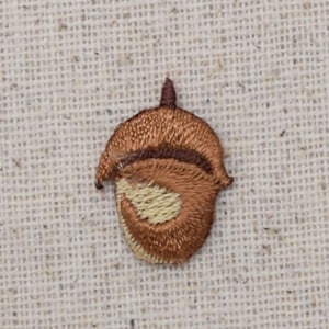 Small - Single Oak Acorn - Tree Nut - Iron on Applique - Embroidered Patch - 611598A