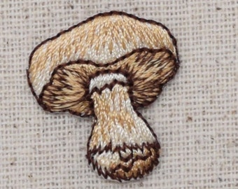 Mushroom - Brown Fungi - Vegetable - Small - Embroidered Patch -  Iron on Applique - 1515804A