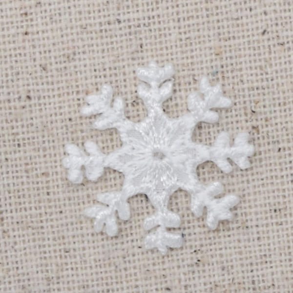 Petit/Mini - Flocon de neige - BLANC - Fer sur applique - Patch brodé - 21479-A