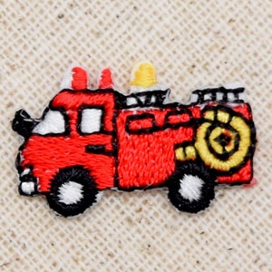 Fire Engine - Truck - Small - Iron on Applique - Embroidered Patch
