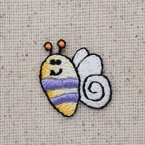 Humla - Lila rand - Leende - Stryk-på-applikation - Broderad lapp - 1511411A