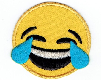 Smiling Face -  - Laughing with Tears - Iron on Applique - Embroidered Patch - 697082-SA