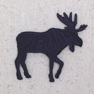 Moose Silhouette , Facing RIGHT or LEFT - Iron on Applique - Embroidered Patch - 696128