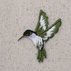 Hummingbird - Small - Lavender Throat - Facing Left - Iron on Applique - Embroidered Patch - 693983-EL