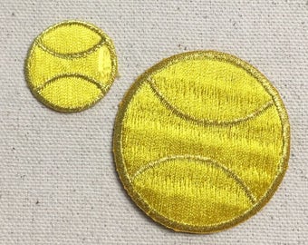 Tennis Ball - Yellow and Gold - 2 sizes - Iron on Applique - Embroidered Patch