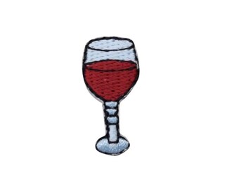 Embroidered Mini White Wine Chardonnay Glass Drink Patch Applique Iron On Sew On