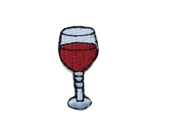 Mini/Small - Red Wine - Drink Glass - Iron on Applique/Embroidered Patch WA63