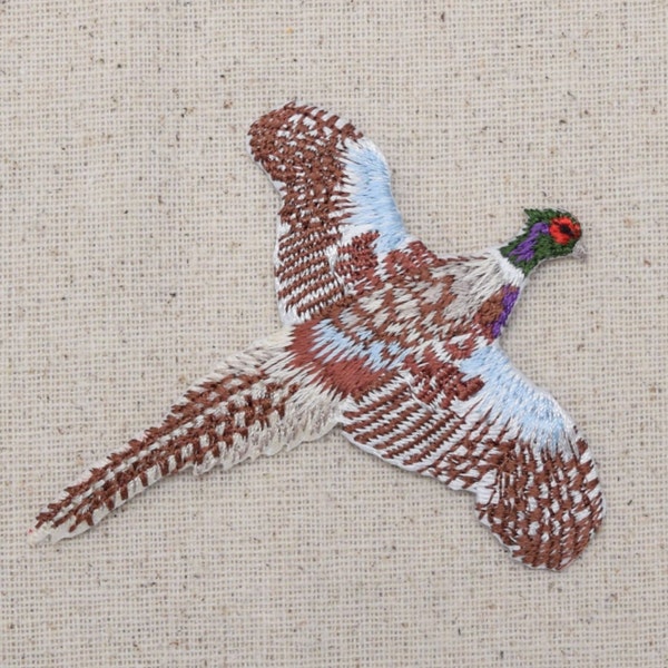 Ring-necked Pheasant - Bird - Flying - Iron on Applique - Embroidered Patch - 696991-A