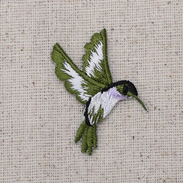 Hummingbird - Small - Lavender Throat - Facing Right - Iron on Applique - Embroidered Patch - 693983-ER