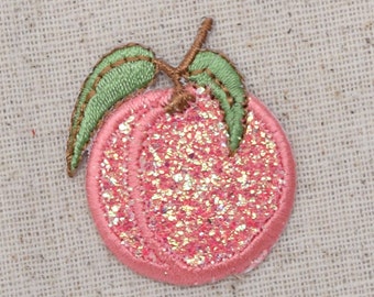 Peach - Glitter - Single - Shimmery Sparkle - Embroidered Patch - Iron on Applique