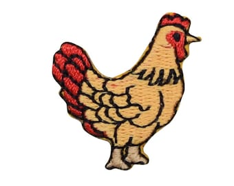 Yellow and Red Chicken, Hen, Iron on Patch