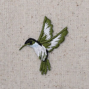 Hummingbird - Small - Light Blue Throat - Facing LEFT or RIGHT - Iron on Applique - Embroidered Patch - 693983