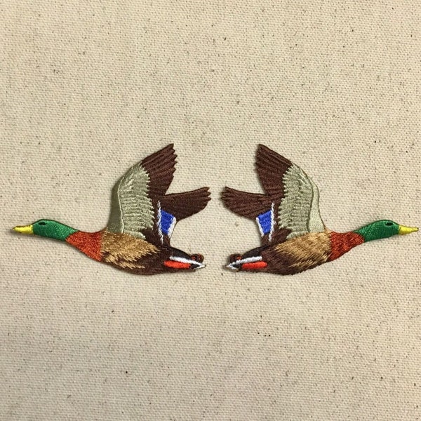 Mallard Drake - Duck - Flying Left or Right - Iron on Applique - Embroidered Patch