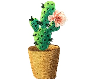 Cactus Patch Desert Theme Patch Cactophile Iron on Patch Saguaro in a Pot Iron on Patch