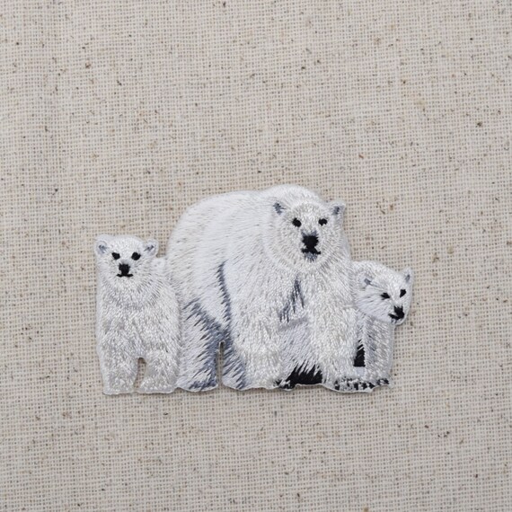 Polar Bear Family/Mom/Two Cubs White/Arctic Iron on Applique/Embroidered Patch Polar Bear Family/Mom/Two Cubs White/Arctic Iron on Applique/Embroidered Patch