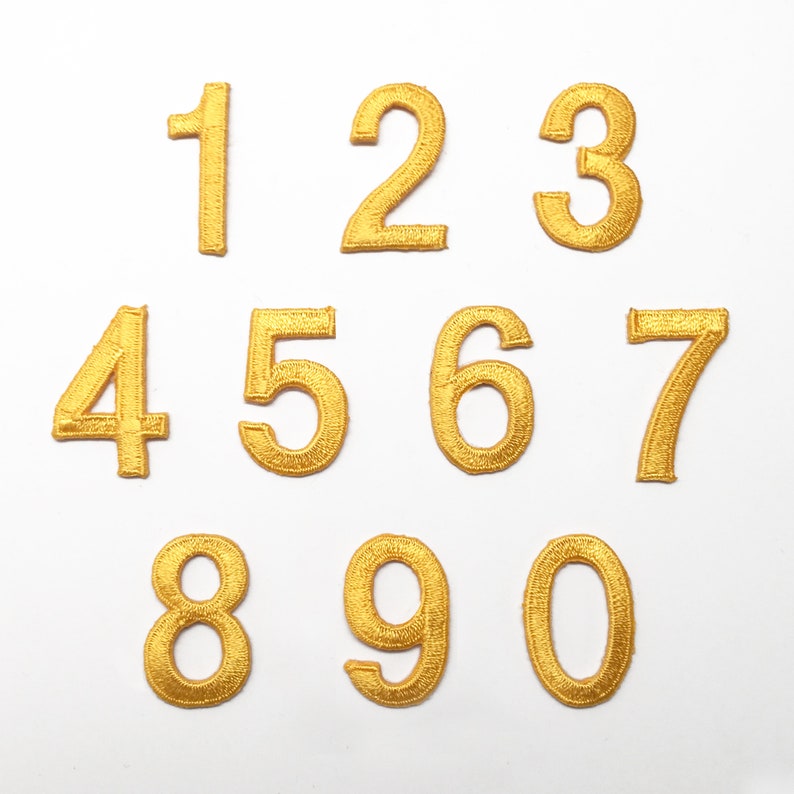 1 Yellow Block Numbers Iron on Applique/embroidered Etsy